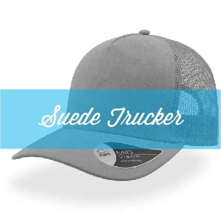 Suede 5 Panel Trucker Cap.