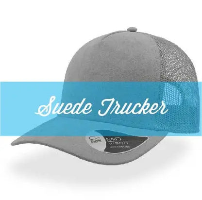 Suede 5 Panel Trucker Cap.