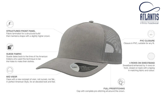 Suede 5 Panel Trucker Cap.